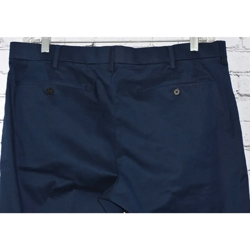 Banana Republic Mens 38x32 Navy Blue Slim Fit Flat Slacks Pants
